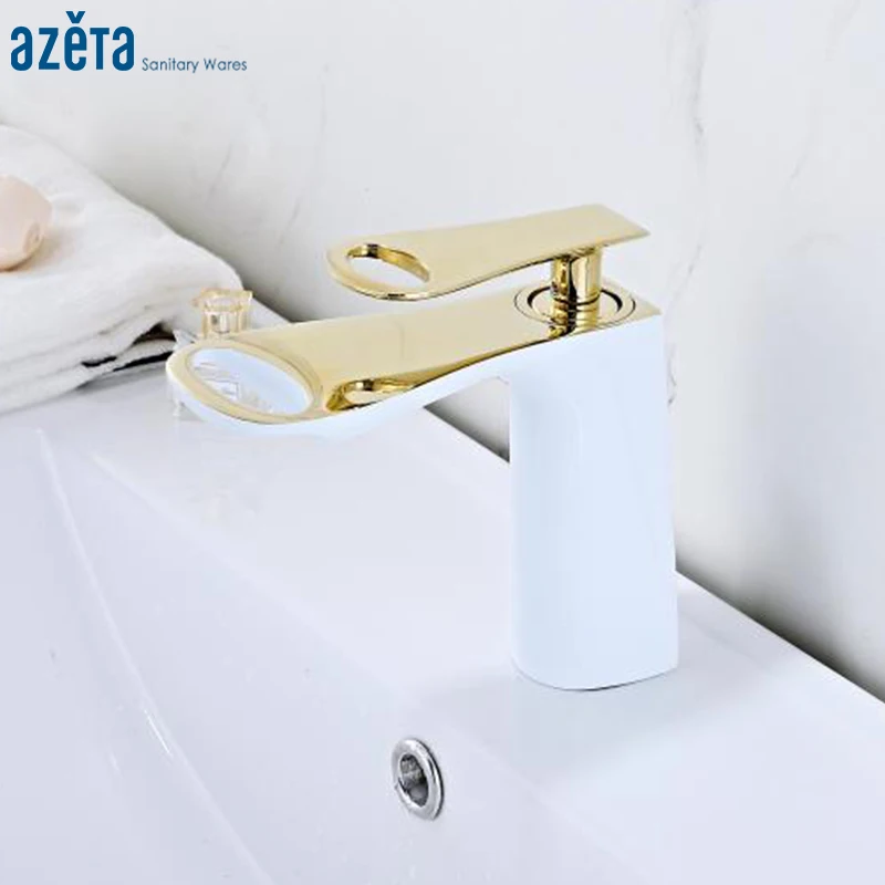 Смеситель для раковины Azeta современный белый золотой водопад смеситель кран