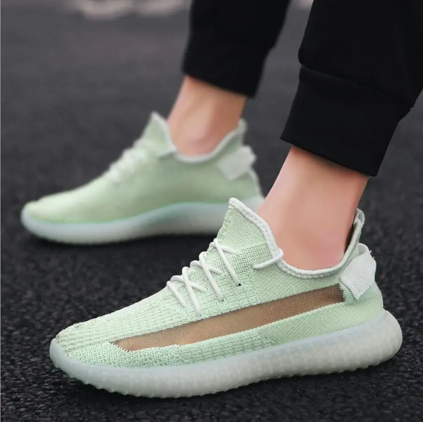 2020 New Men's Knit Breathable Running Shoes Lightweight Loafers Outdoor Sneakers Vulcanized Zapatos De Hombre|Мужские кроссовки