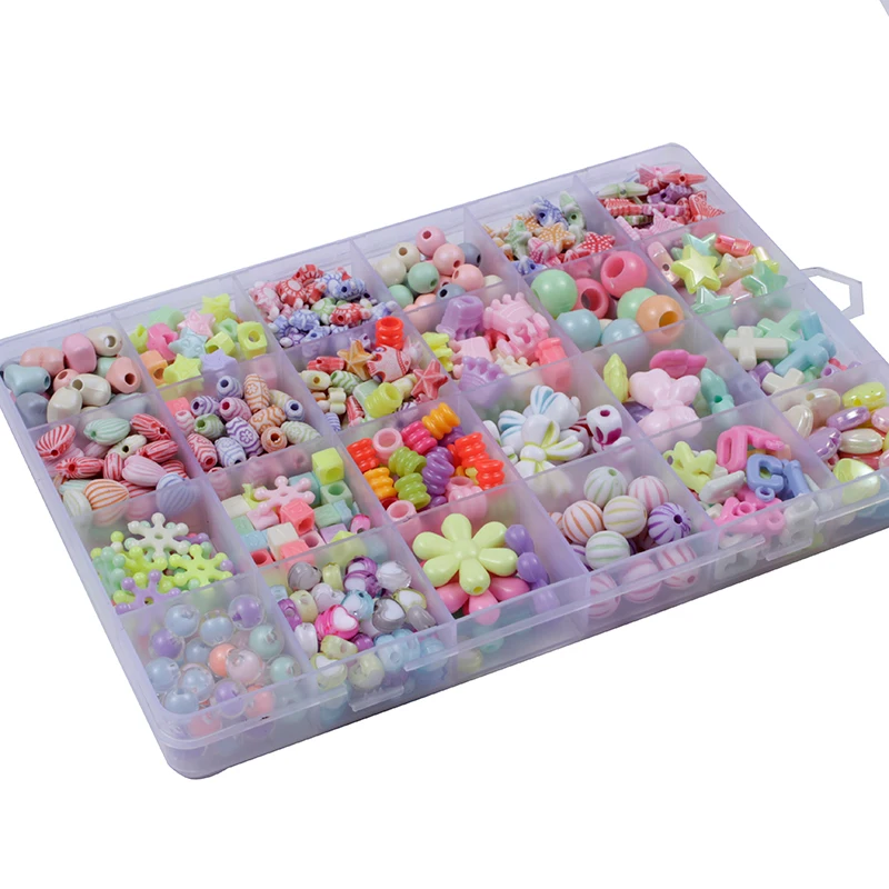 

900Pcs/Set DIY Handmade Beaded Crafts Making Bracelet Necklace Jewelry Girl Toy Gift Children's Toy Creative Loose Spacer Beads