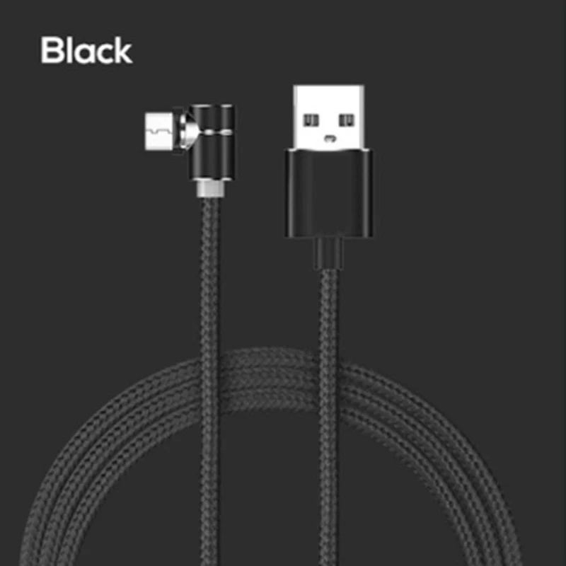 Black Магнитный usb-кабель 360 градусов для iPhone XR X 7 8 Micro type C зарядное устройство для быстрой зарядки Магнитный зарядный USB-C type-C - Color: Black