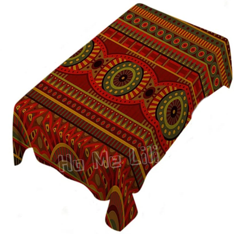 

Tribal Pattern Tablecloth Abstract Ethnic African Stripe Culture Indian Rectangle Picnic Bbq Polyester For Kitchen
