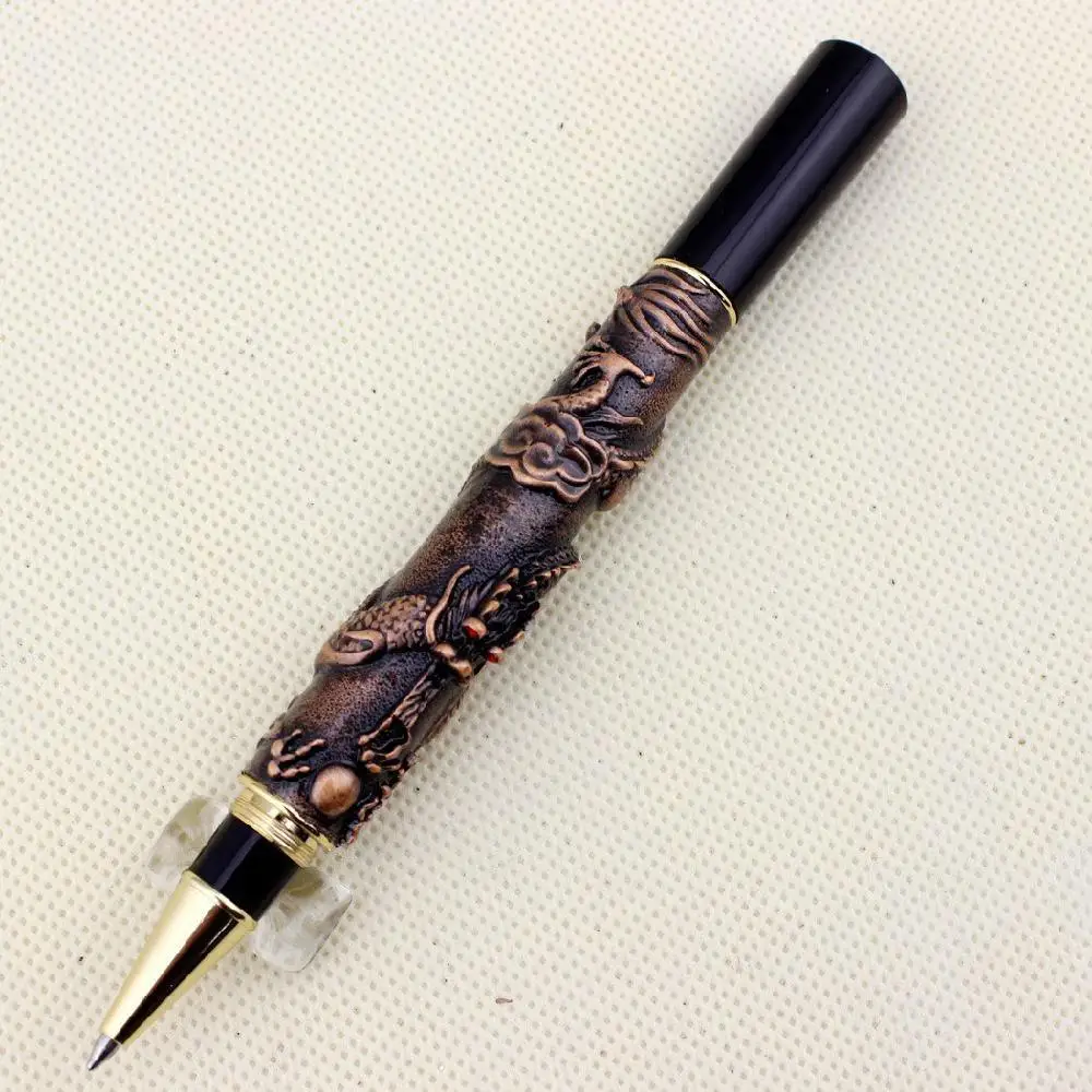 Современная шариковая ручка Jinhao Китайский дракон бронзовая Тяжелая подарочная