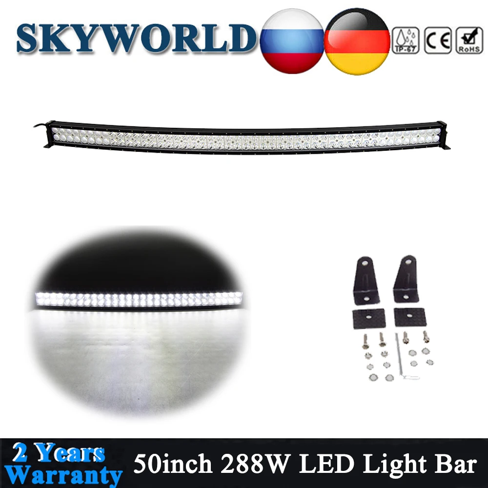 

288W 50" Offroad LED Light Bar For Jeep Truck SUV Lada Niva ATV 4x4 Tractor Driving Car Curved 12V 24V Combo LED Work Light Lamp