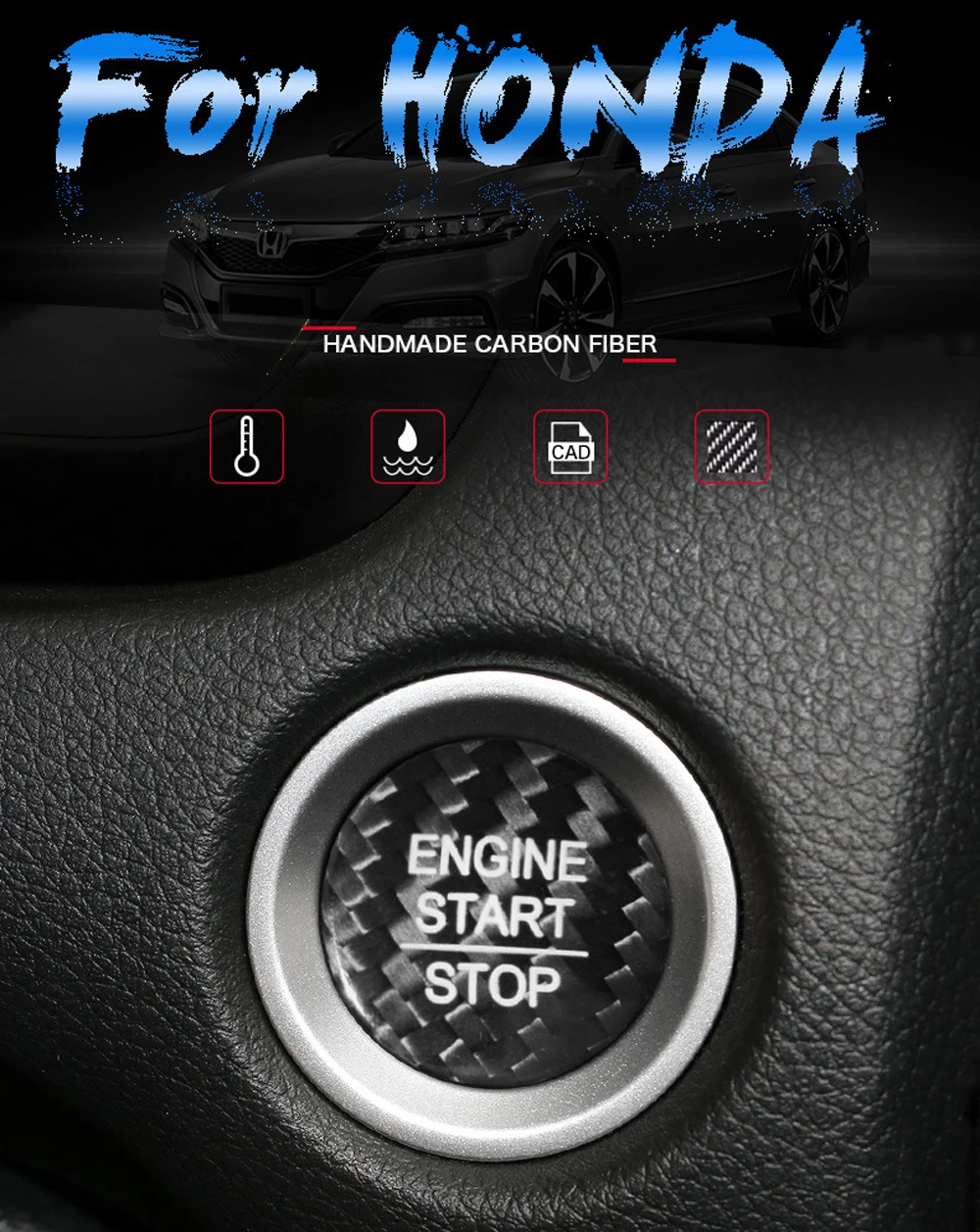 Для Honda Accord Odyssey Avancier Civic CRV JADE FIT Carbon Fiber автомобильный двигатель Start Stop для кнопки переключателя крышка наклейки