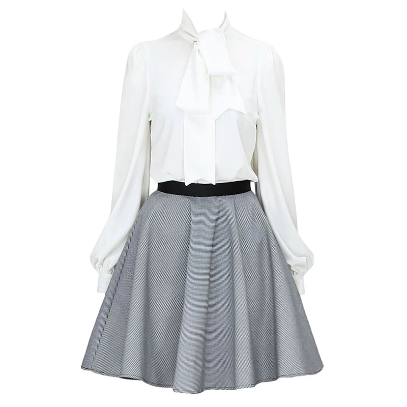 Max Spri 2019 Новый Модный комплект из 2 предметов с бантом детали рубашки длинным