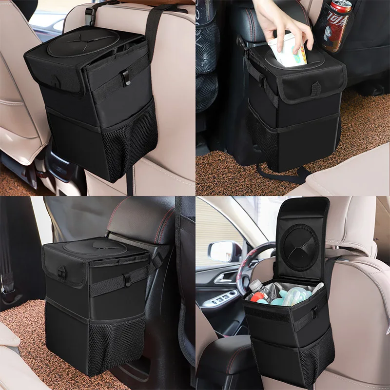 

Hot Sale Portable Folding Organizer Storage Bag Waterpoof Oxford Clother Trash Bin Creative Seat Backstorage Bag Car Trash Cans