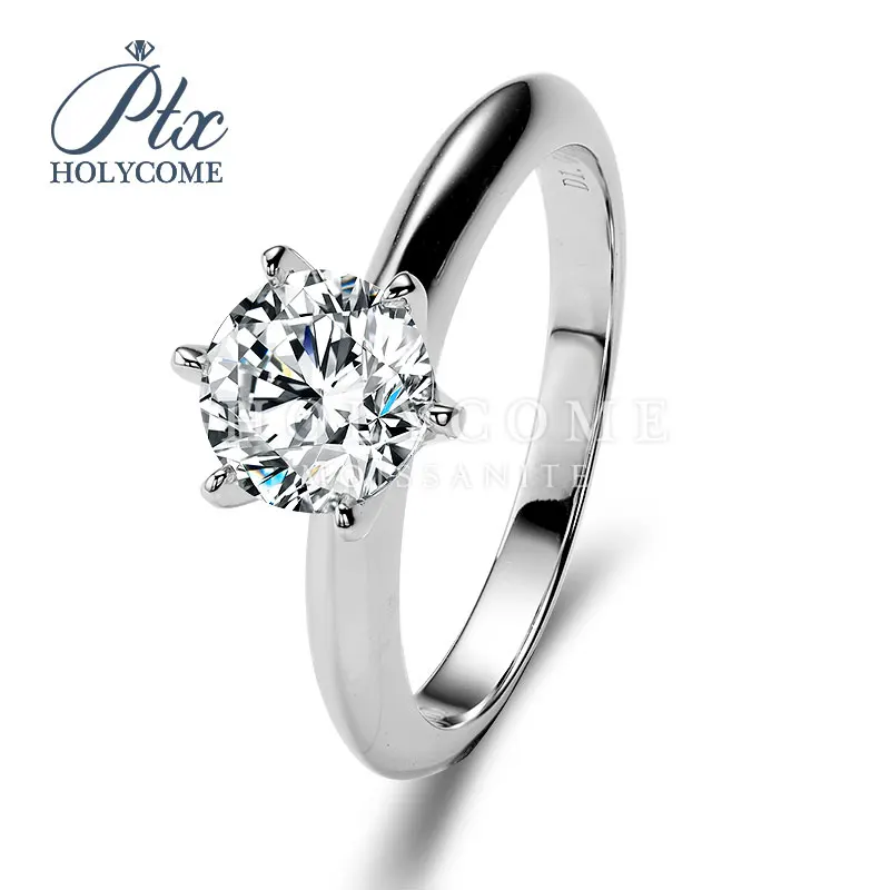 

Moissanite Ring in 14K White Gold white Color 5mm round Moissanite Diamond Ring кольца браслеты ьги с зеленным камнем