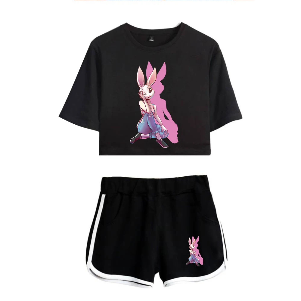 

Beastars Two Piece Set Beastars Tracksuit Women Cotton Two Piece Set Sexy Short Top and Middle Waist Shorts Summer Tracksuits