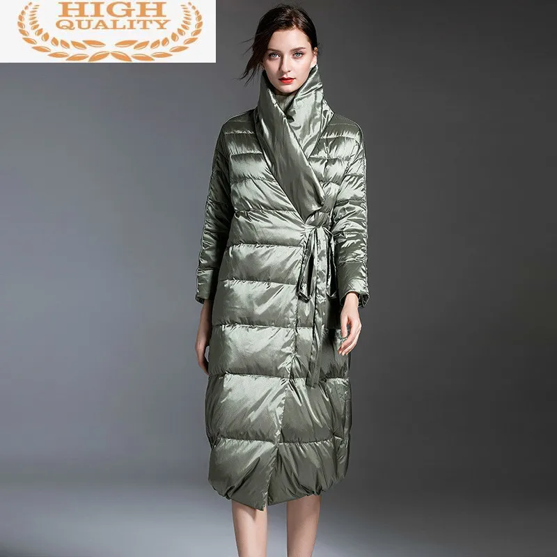 

Новинка 2021, куртка-пуховик для женщин, зимнее пальто на белом утином пуху 90%, Женская куртка, элегантная теплая парка, Длинная женская куртка ...