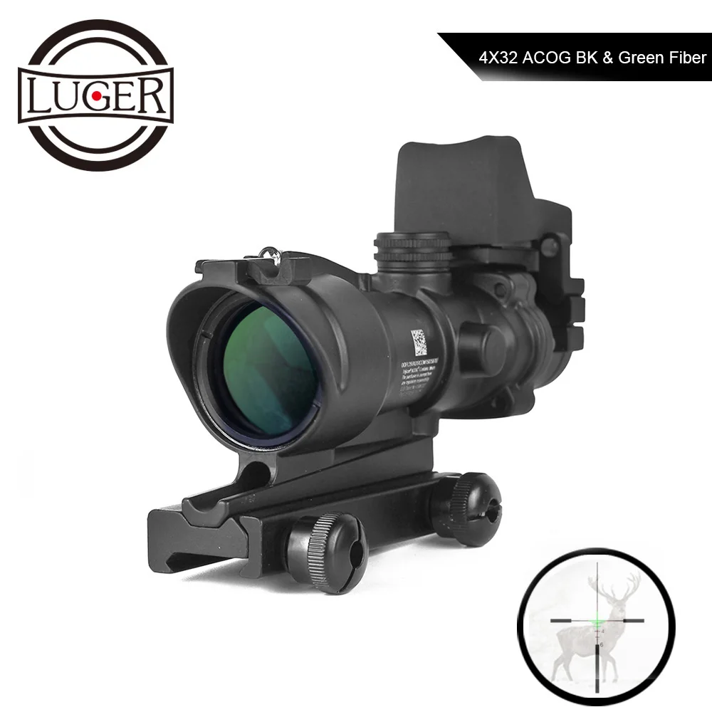 LUGER ACOG 4X32 оптика из настоящего волокна прицел стекло травленая сетка охотничий прицел RMR Красный точка зрения тактический оптический прицел
