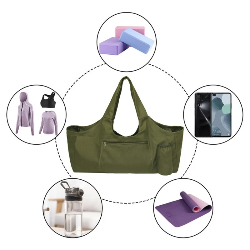 

Large Capacity Yoga Mat Bag Exercise Strap Shoulder Pouch Sling Carrier Gym Tote with Pockets
