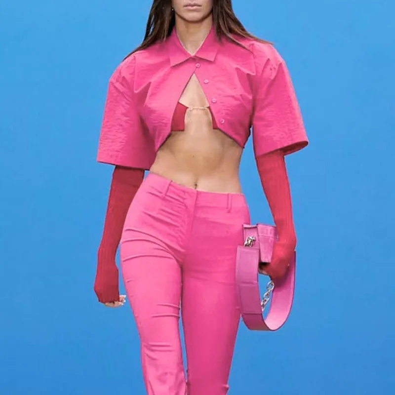 

Sexy Party Club Summer Clothes for Women 2021 Solid Color Button Y2K Crop Top Female Fashion Streetwears
