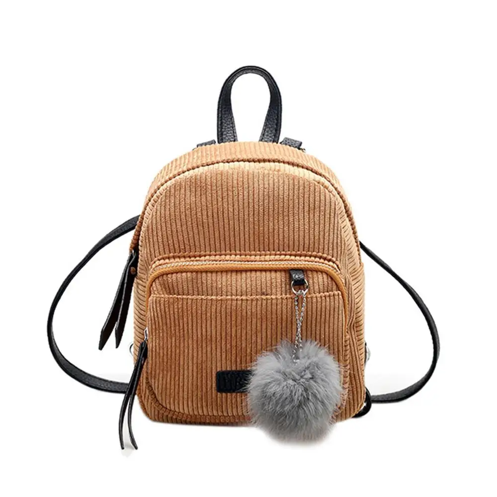 Khaki Вельветовые рюкзаки для женщин Mochila модные зимние повседневные стильные Женские однотонные рюкзаки для девочек-подростков Прямая поставка - Цвет: Khaki