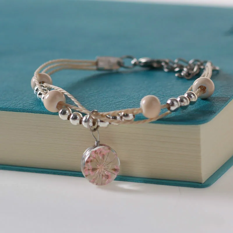 Браслет из натурального белого хрустального камня многоцветный вечный Цветок