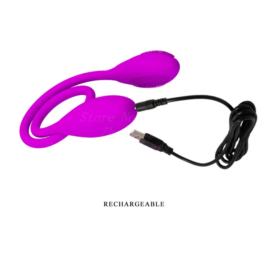 Силиконовый вибратор Pretty Love 7 скоростей двойная вибрация зарядка от USB для точки G