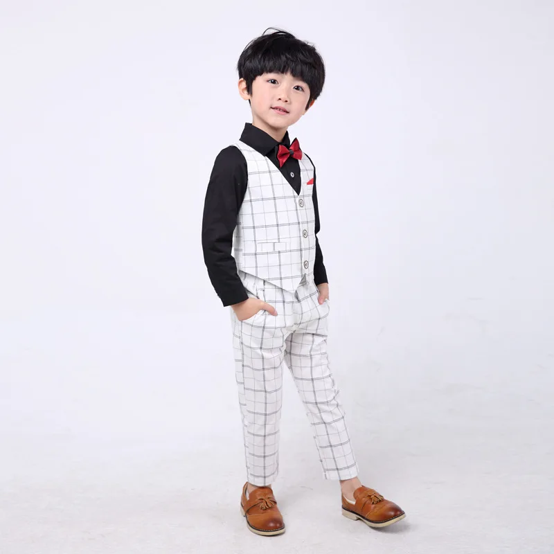 Детская одежда клетчатый костюм для мальчиков жилет девочки платье из двух