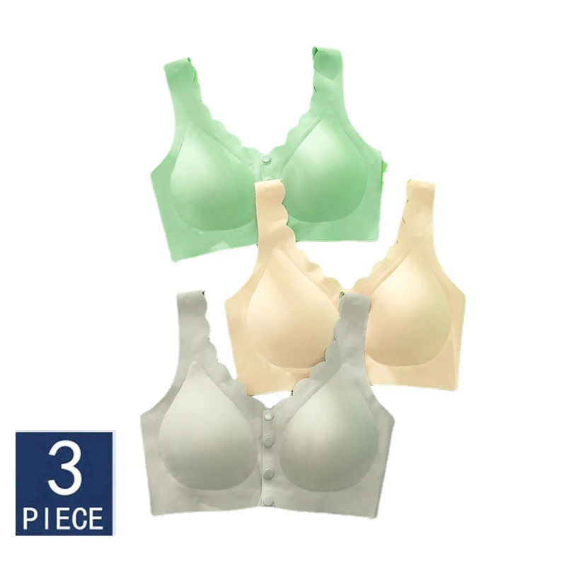 

3Pcs Plus Size M-5Xl Bras for Women Seamless Comfortable Breathable Female Bralette Push Up Bra Wireless Underwear Soft Lingerie