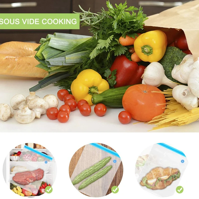 Пакеты для вакуумной упаковки продуктов многоразовые 1 ручной насос герметичный