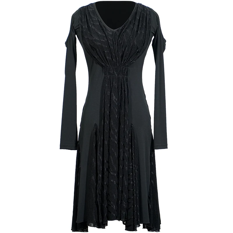 

Black Latin Dance Dress For Women Gauze Ballroom Practice Wear Performance Costume Tango Dancer Outfits Salsa Dance Wear JL2085