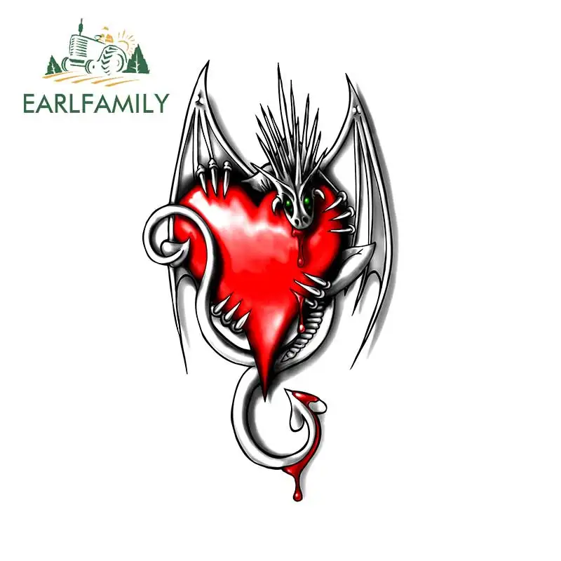 EARLFAMILY 13 см x 7 6 для дракона с красным сердцем татуировка виниловые наклейки на