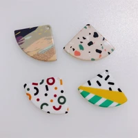 6pcs simple fan shaped geometric fun print hand made earrings making connectors diy pendant jewelry findings components charms
