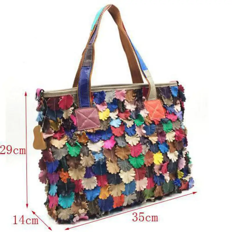 

YourSeason Genuine Leather Ladies Luxury Handbag 2021 Retro Sheepskin Casual Tote Women Flower Shoulder Bags Patchwork