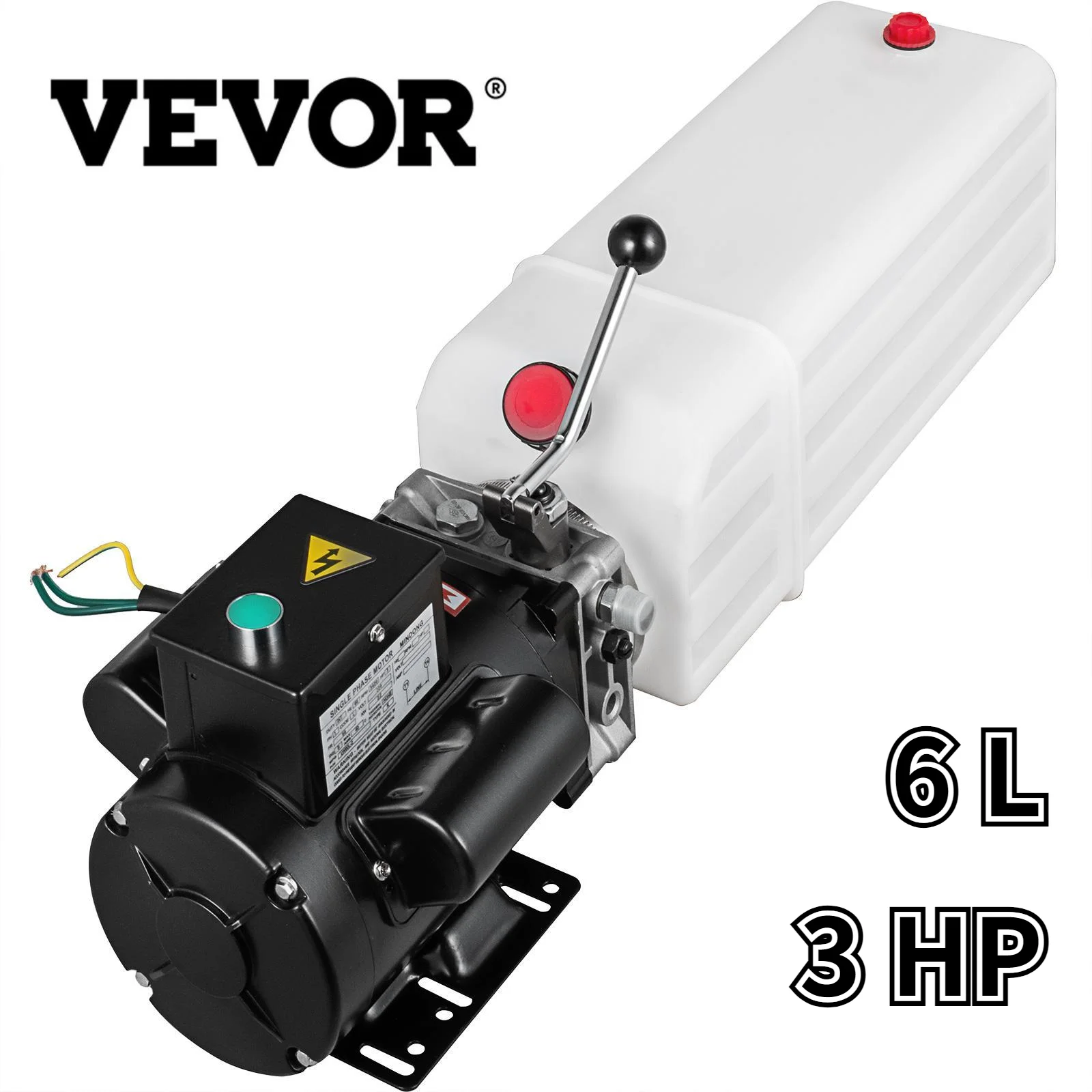 

VEVOR 220V Hydraulic Pump 3HP Two and Four Post with 6L White Plastic Reservoir Power Unit Low Noise Fit for Car Lift Auto Hoist