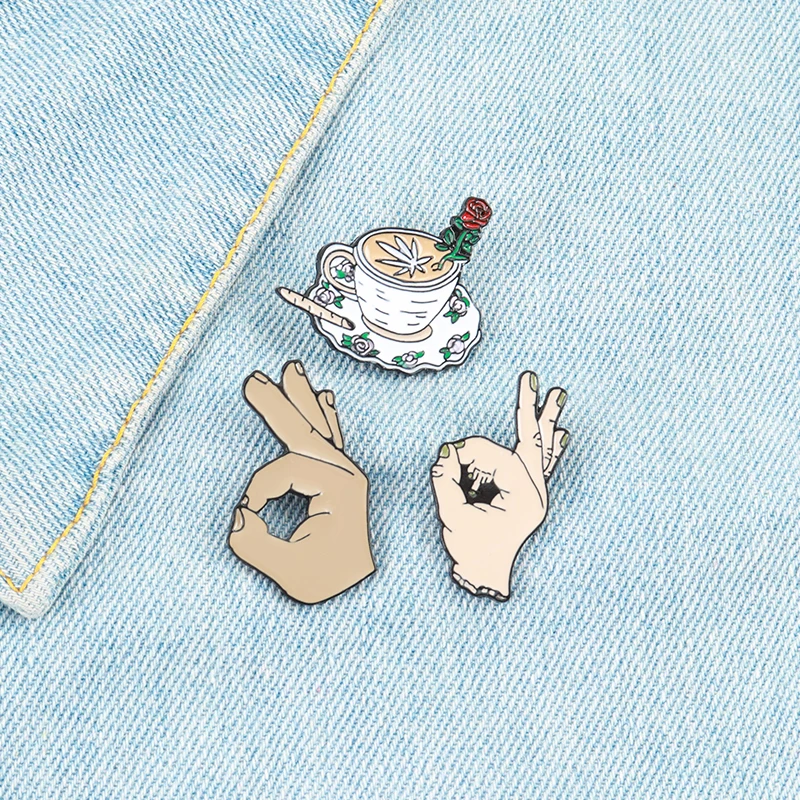 Креативные булавки для кофе и пальцев средний палец F You Rose Coffee Cup панк забавные