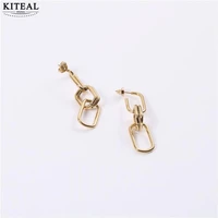kiteal gorgeous 18kgp gold filled gentlewoman stud earrings two squares women earrings fine jewelry gifts