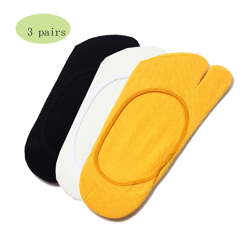 

3 pairs Summer Women Tabi Geta Socks Japanese Style Low Cut Crew Socks Flip Flop Sandal Split No Show Cotton Sock for Femme