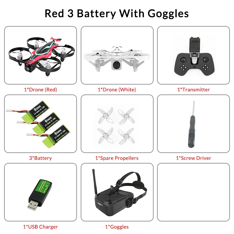 E013 Plus FPV гоночный Дрон анти-черепаха режим w/5,8G 48CH 1000TVL красный и белый камера VR006 очки - Цвет: 5