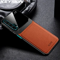 keysion leather case for huawei mate 30 20 pro p30 p20 lite p samrt y7 y9 2019 glass phone back cover for honor 20 pro 10i 9x