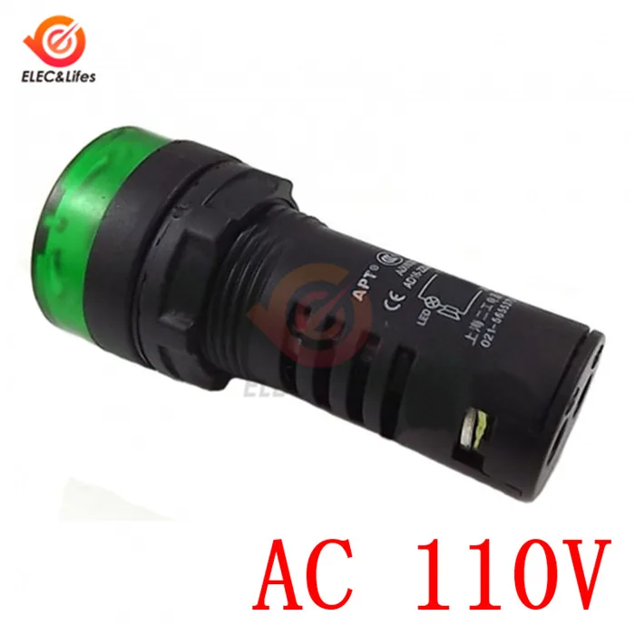 AC 110V Green AD16-22SM вспышка светодиодный звуковой сигнал светодиодный сигнальная светового Индикатора Лампа DC 12V 24V AC 110V 220V 22mm - Цвет: AC 110V Green