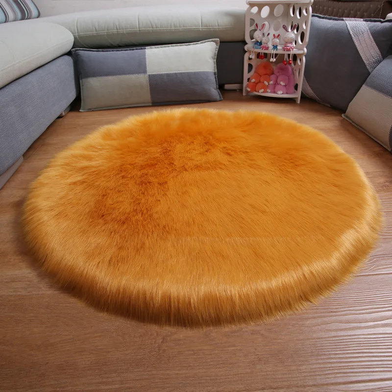 Коврик OIMG из искусственного меха Пушистый Ковер круглой формы 6 см ворс пушистый