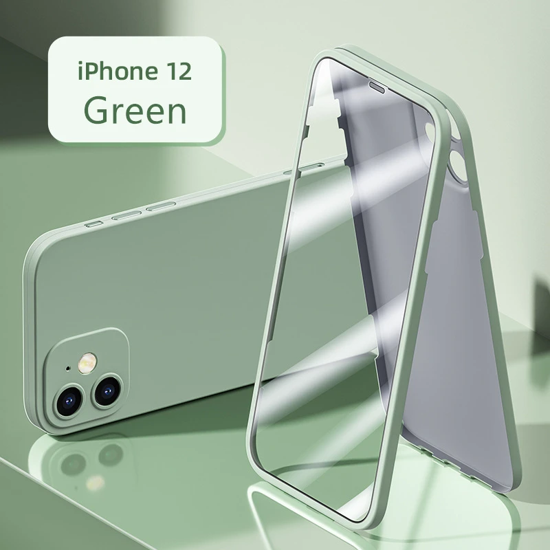 Ультратонкий чехол с полным покрытием 360 для iPhone 12 Pro Max Mini 11 X XR XS 11Pro из закаленного