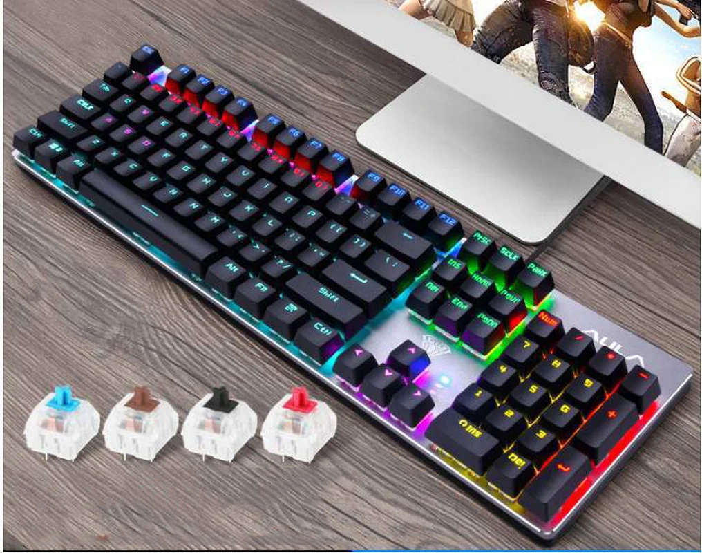 Новая игровая механическая клавиатура в стиле стимпанк металлическая панель