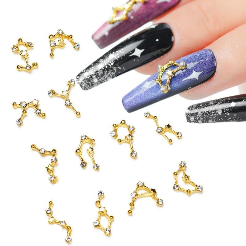 

12 Constellation Resin Metal Material Epoxy Mold Filling DIY Charm Jewelry Making Filler Nail Art Decorations