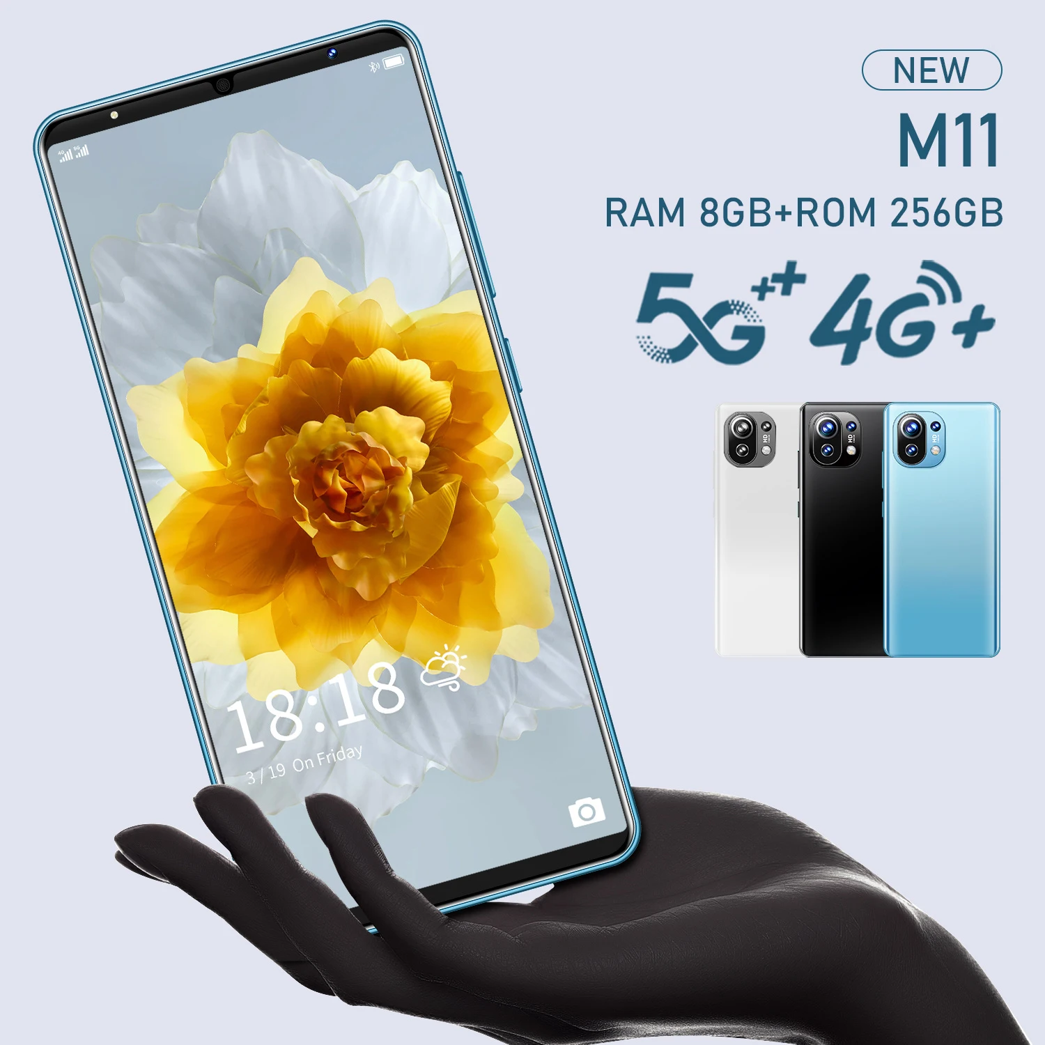 

M11 Screen 6.1 HD Full Display 1440*3200 Smartphone 8GB+256GB 32MP Round Camera MTK6889 4GLTE Network Phone 4800mAh Rugged Phone