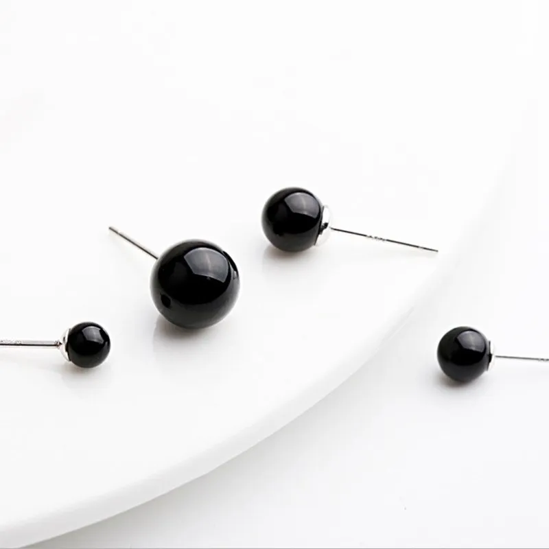 S925 Стерлинговое SilverColor темперамент синтетический черными кристаллами ручной