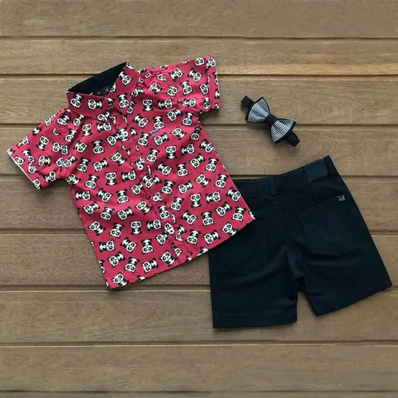 Рубашка и шорты для маленьких мальчиков с принтом панды |