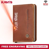 kavis crazy horse leather credit card holder men slim anti theft travel id cardholder men and women rfid wallet thin pocket case
