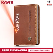 KAVIS Crazy Horse Leather Credit Card Holder Men Slim Anti-theft Travel ID Cardholder Men and Women Rfid Wallet Thin Pocket Case