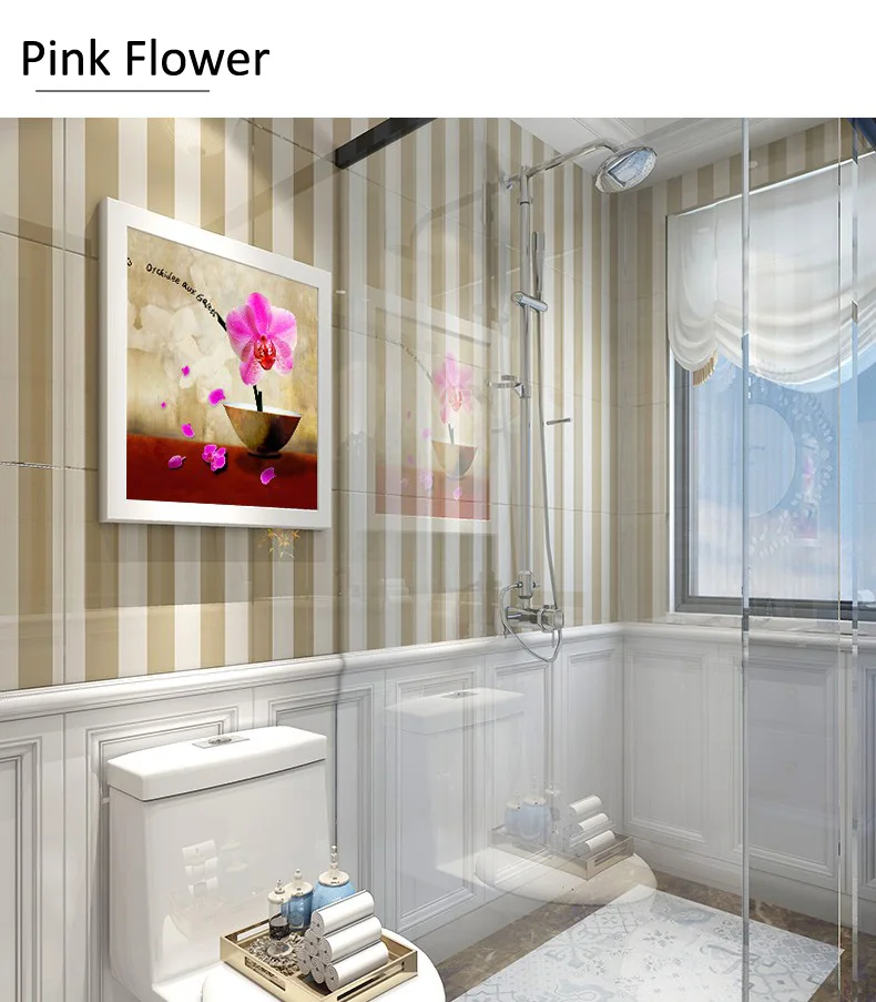 Pink Flower Ванная комната складной шкаф для хранения ванной душевая полка для хранения одежды водоотталкивающие обои дырокол-бесплатно Органайзер коробка Прямая - Цвет: Pink Flower