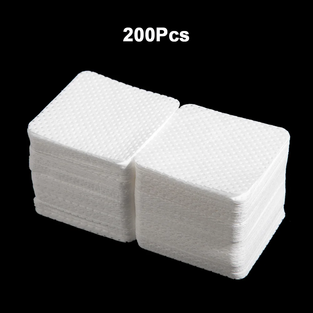 200Pcs Средство для удаления ногтей, хлопковые салфетки, УФ-гель для ногтей, для снятия лака, очиститель, без ворса, бумажный коврик для ногтей, инструменты для чистки маникюра - Цвет: 200Pcs