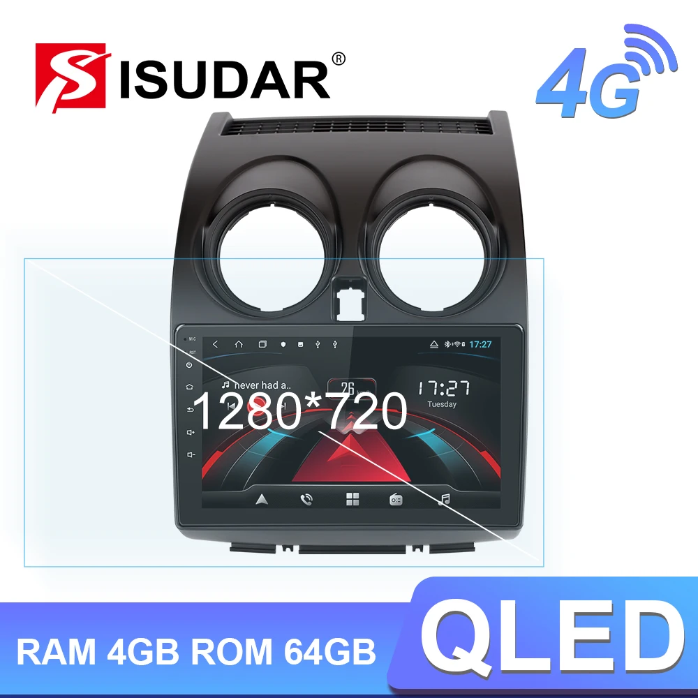 Автомобильное радио Isudar H53 4G Android 1 Din для Nissan Qashqai J10 2006 2013 Автомобильный