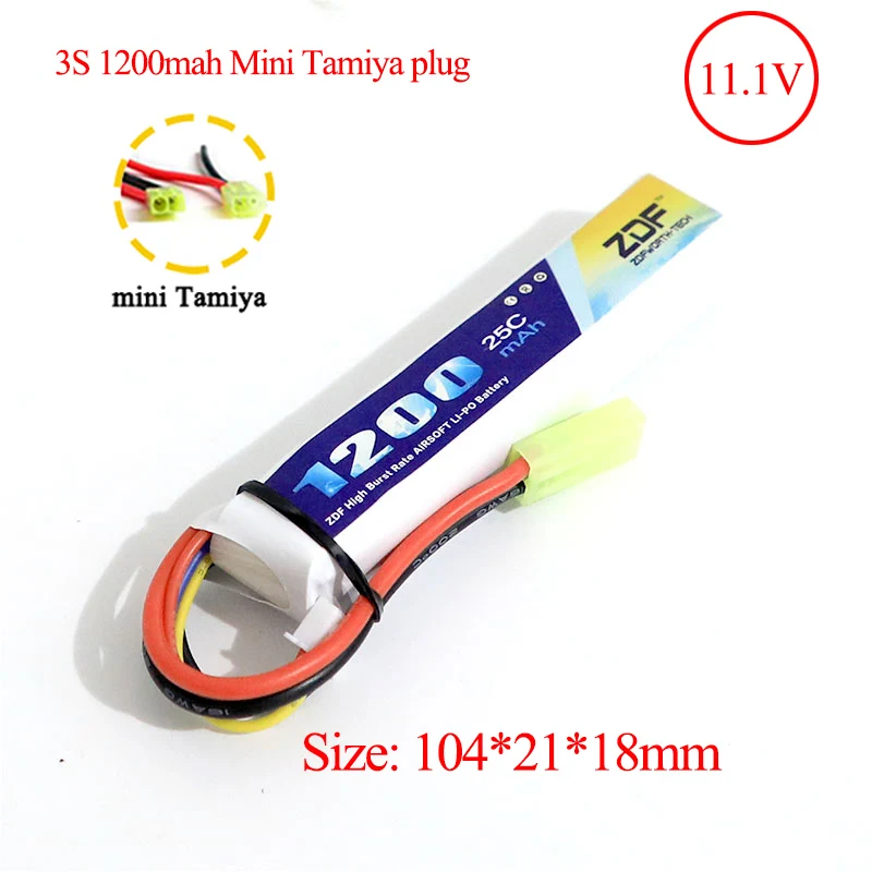 3S1200mah MiniTamiya ZDF RC Lipo Аккумулятор 7,4 V 11,1 V 1200mah 1350mah 1100mah 2S 3S 20C 25C для microsoft страйкбольного оружия модель вертолета BB пистолет - Цвет: 3S1200mah MiniTamiya
