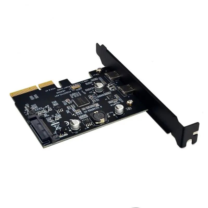 

USB3.1 Expansion Card PCI-E 4X To Dual Type-C Adapter Card Converter Card 10Gbps Bandwidth Support Hot Plugging Dropshipping