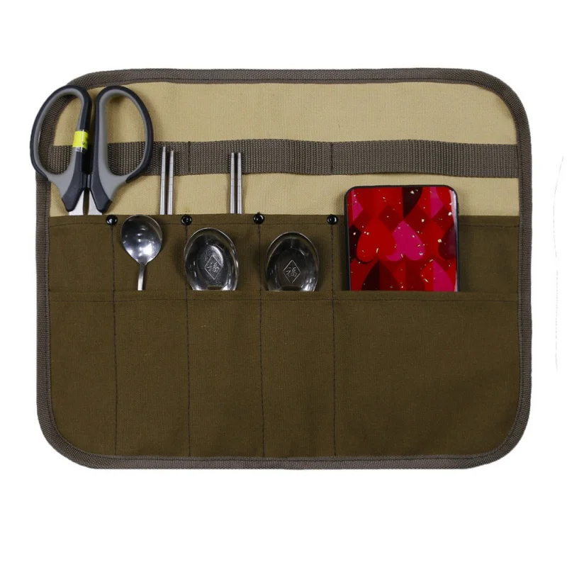 

Camping Tableware Storage Canvas Triangle Waterproof Multi Bag Hang Cookware Foldable Picnics Trip Bag Rectangular