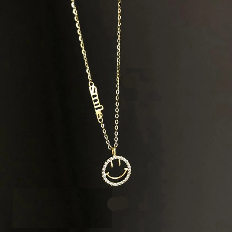 Женское ожерелье из серебра 925 пробы с геометрическим кулоном в виде улыбки |