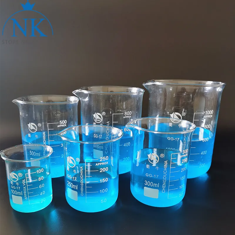 

6pcs/set 100ml/250ml/300ml/500ml/800ml/1000ml Borosilicate Glass Beaker Low Form, High Quality Chemistry Lab Glassware